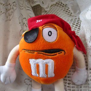 Vintage M&M's Orange Pirate with Eye Patch Plush Stuffed GALERIE 9” 2003